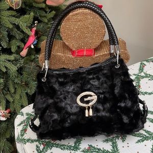 Black Rabbit Fur Guess Bag